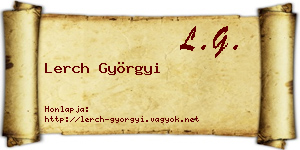 Lerch Györgyi névjegykártya