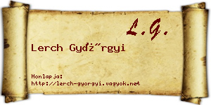 Lerch Györgyi névjegykártya